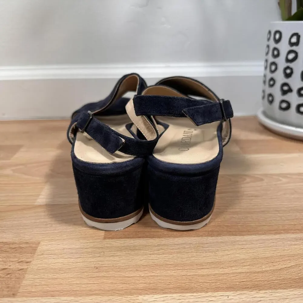 Cordani Womens Kaylee Navy Suede Open Toe Ankle Strap Wedge Sandals Shoes‎ 37
